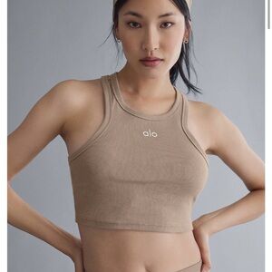 ALO Yoga Aspire Tank - Gravel/White Size Large